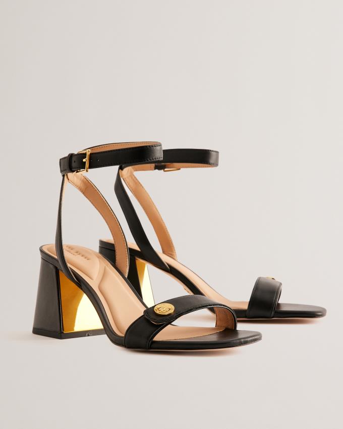 Sandale Ted Baker Block Heel With Coin Detail Noir Femme | XCE-13937163